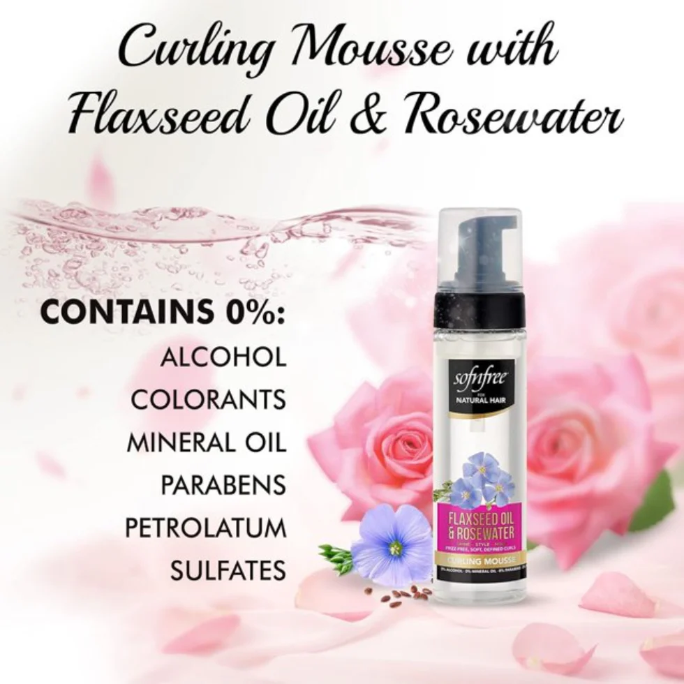 Sof N Free Flaxseed Oil & Rosewater Curling Mousse 200ml | Define Curls - Image 3