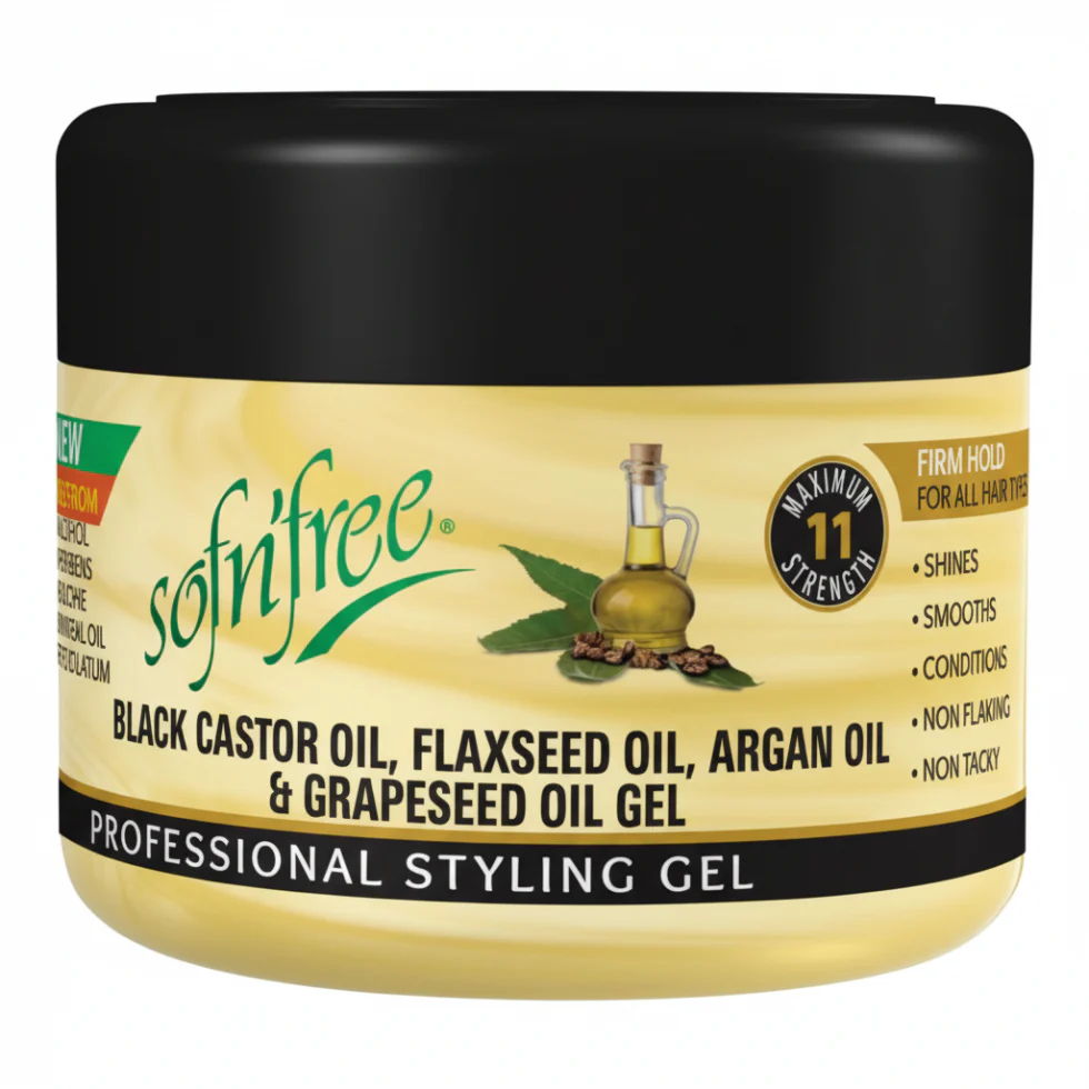 Sofn'Free Black Castor, Flaxseed, Argan & Grapeseed Styling Gel 400g