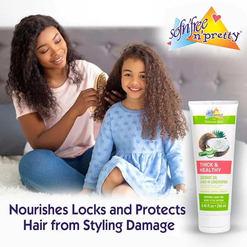 Sofn’Free N’Pretty Coconut Oil Leave-In Conditioner 250ml | Thick Healthy Hair - Image 3