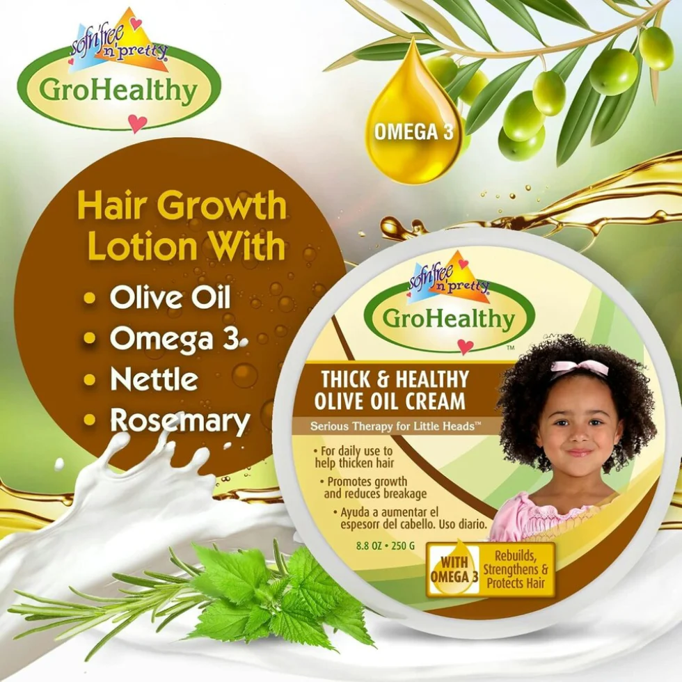 Sofn’Free Gro Healthy Olive Oil Cream 250g | Thick Hair Nourish & Strengthen Care - Image 3