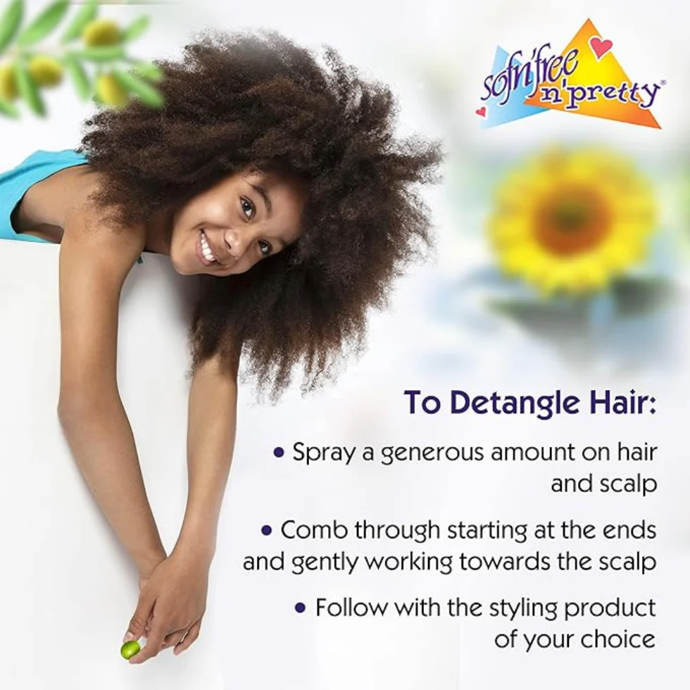 Sofn’Free N’Pretty Leave-In Detangler 12oz | Olive & Sunflower Shine for Curls - Image 2