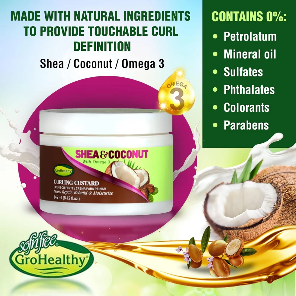 Sofn'Free Shea & Coconut Curling Custard 246ml | Define & Moisturise - Image 3