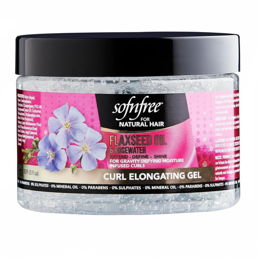 Sofnfree Flaxseed Oil & Rosewater Curl Elongating Gel 325ml | Juicy Curls
