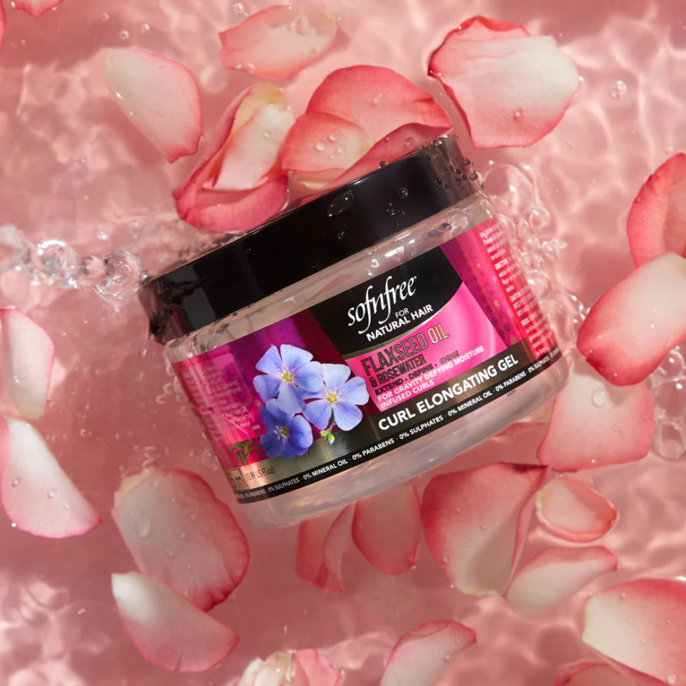 Sofnfree Flaxseed Oil & Rosewater Curl Elongating Gel 325ml | Juicy Curls - Image 3