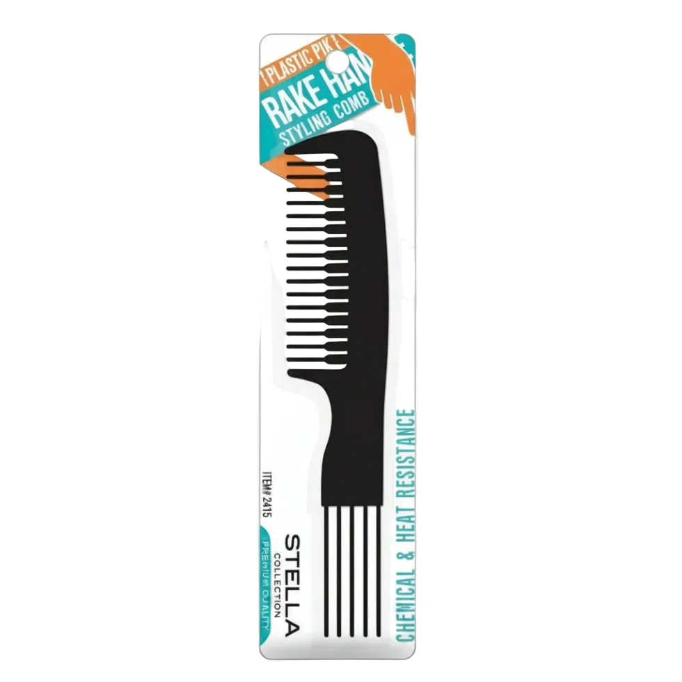 Stella Collection Rake Handle Styling Comb 2415 | Hair Detangling Comb
