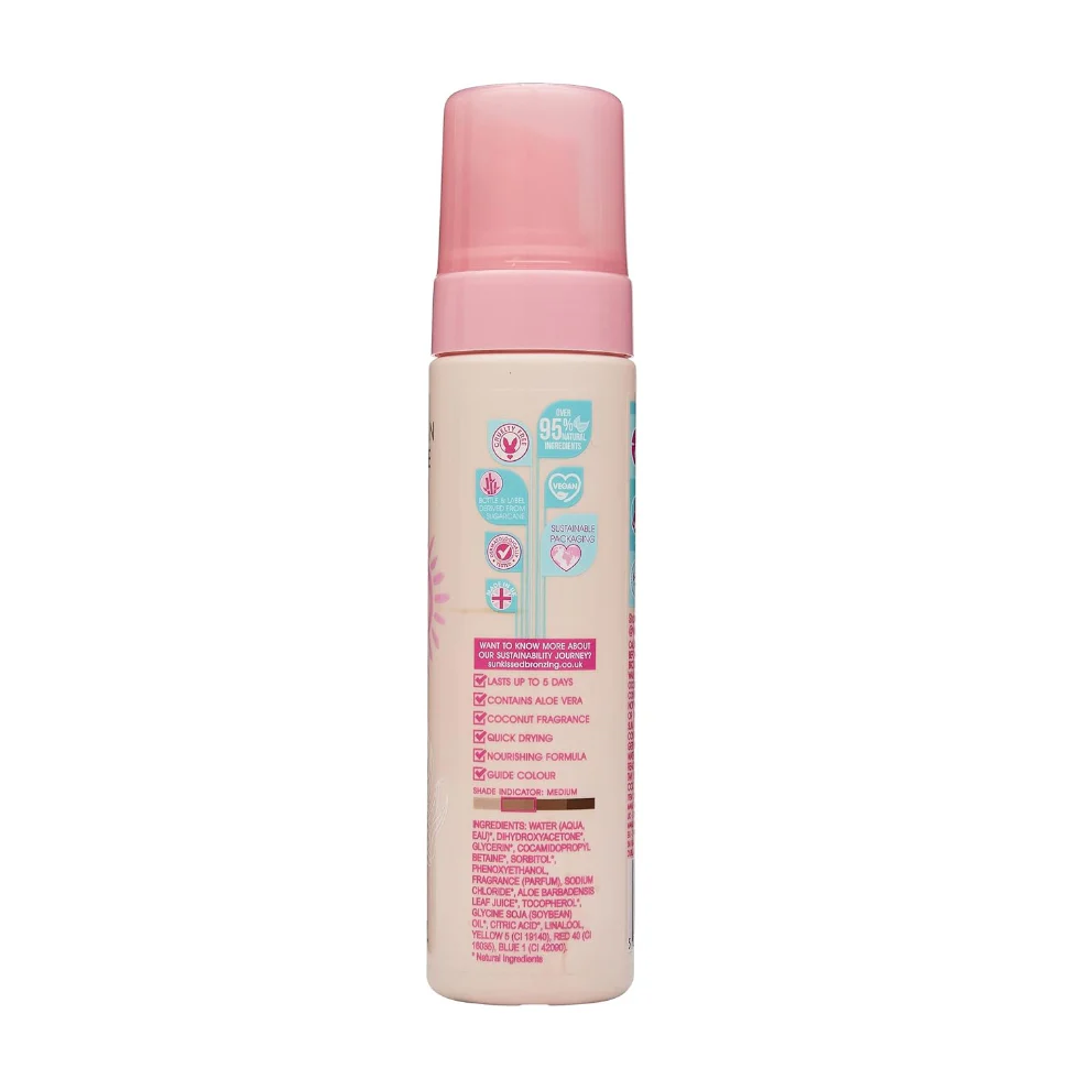 Sunkissed Self Tan Mousse Medium 200ml | Natural Golden Glow & Hydrating Tan - Image 2