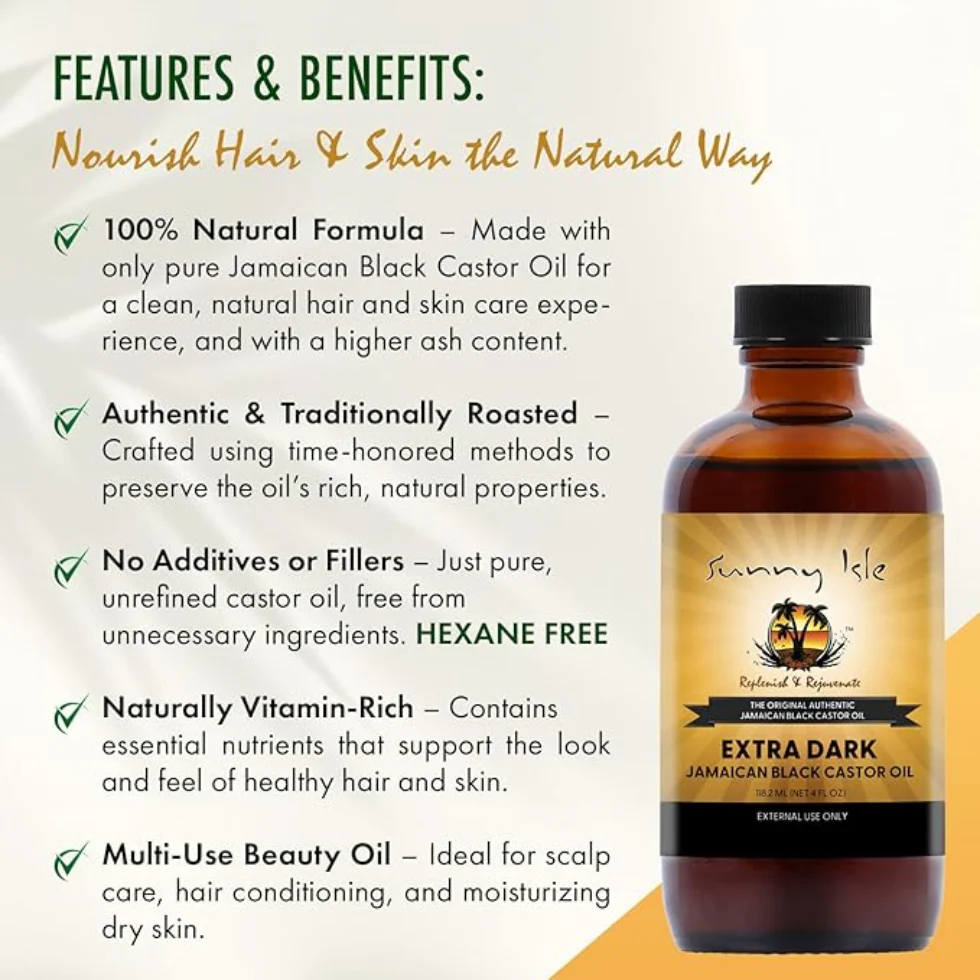 Sunny Isle Extra Dark Jamaican Black Castor Oil 4oz | Hair Growth & Strength - Image 2