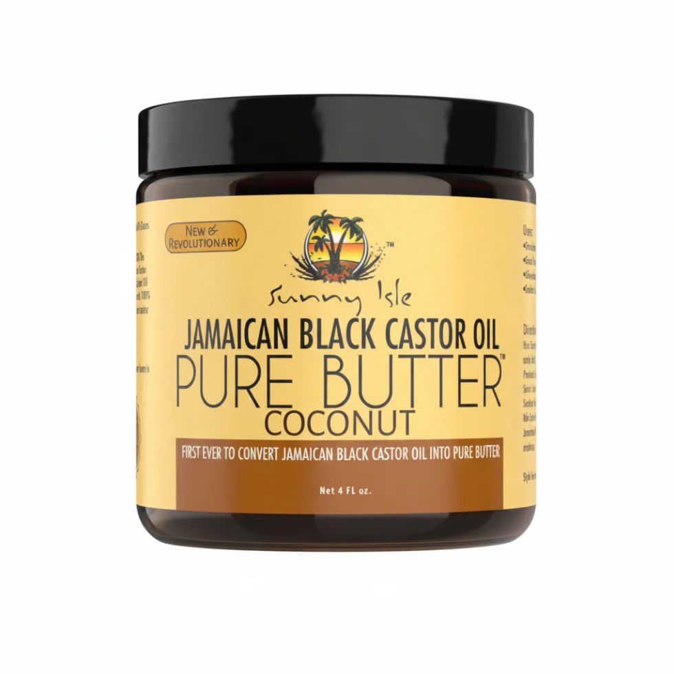 Sunny Isle Castor Oil Pure Butter Coconut 4oz | Deep Moisture & Shine Care