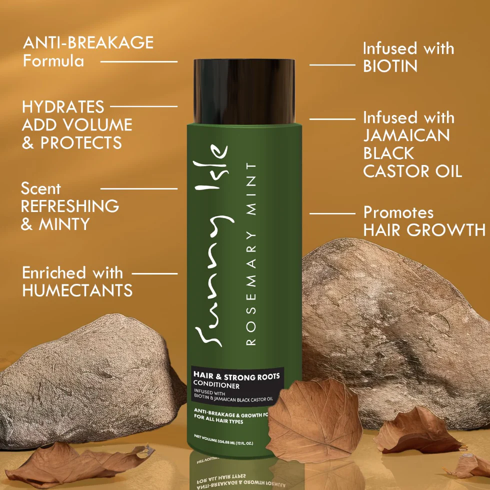 Sunny Isle Rosemary Mint Conditioner 12oz | Strong Roots & Hair Growth Care - Image 3
