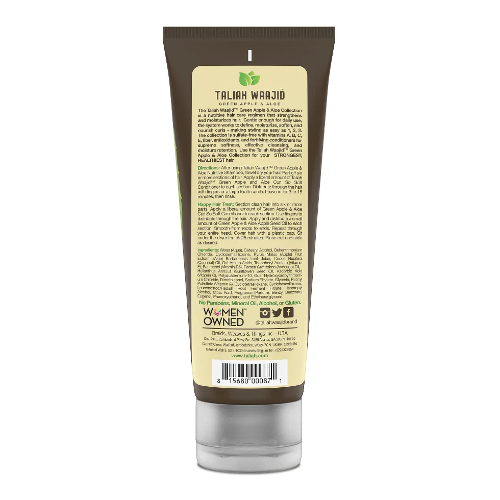 Taliah Waajid Green Apple & Aloe Nutrition Curl So Soft Conditioner 10oz | Moisturize Curls - Image 2
