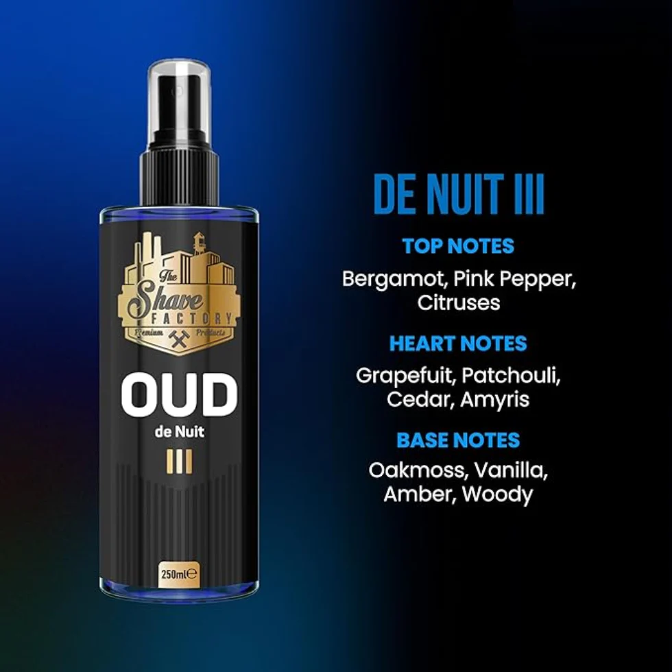 The Shave Factory After Shave Cologne Oud De Nuit III 250ml | Fresh Oud Scent - Image 2