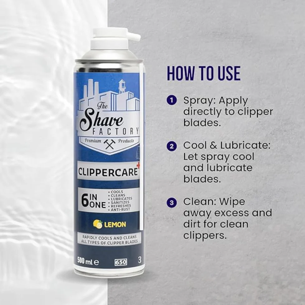 The Shave Factory ClipperCare PLUS+ 6in1 Lemon Spray 500ml | Blade Care Spray - Image 2