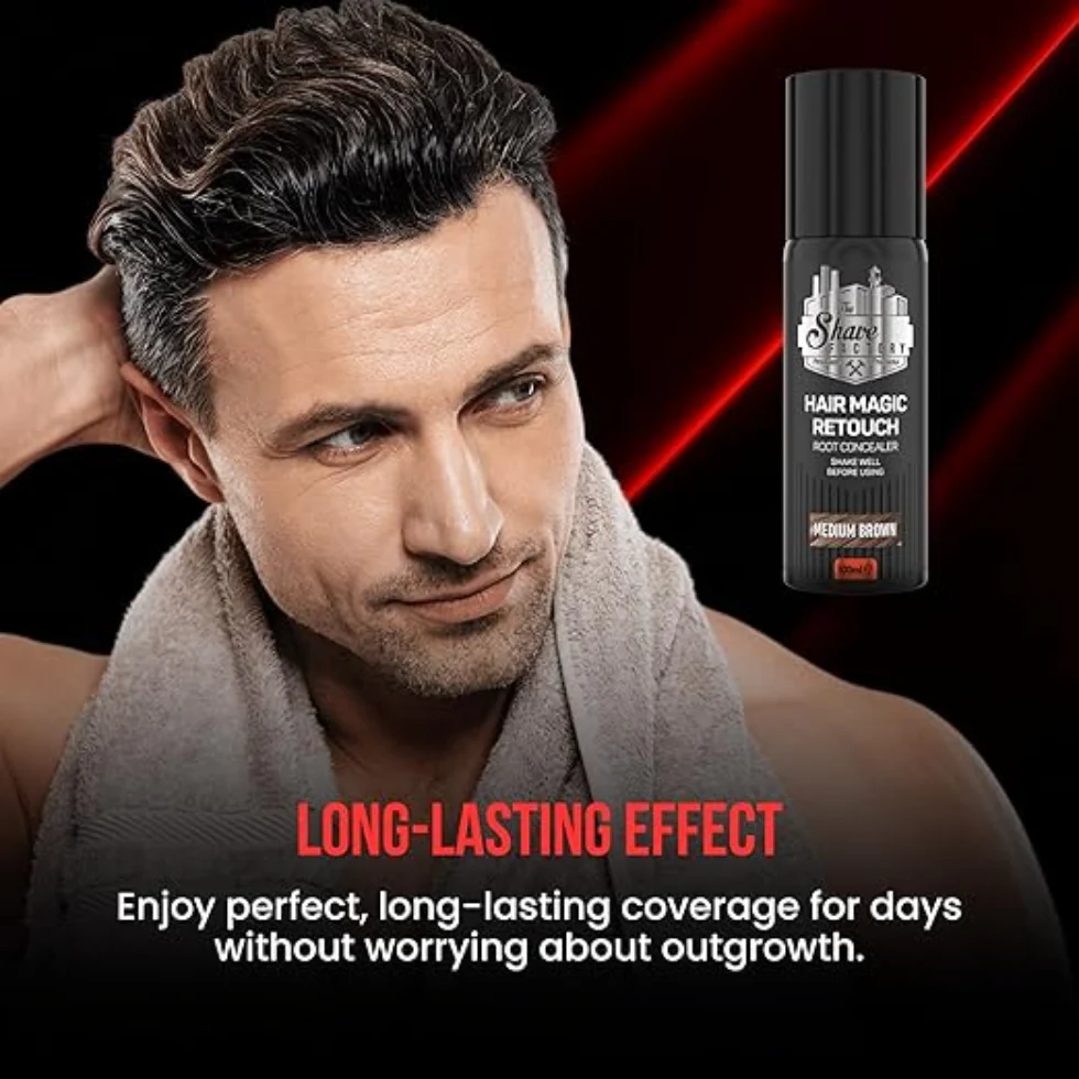The Shave Factory Hair Magic Retouch Spray Black 100ml | Grey Coverage - Image 3