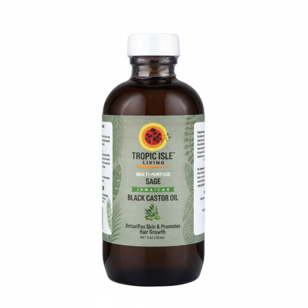 Tropic Isle Sage Jamaican Black Castor Oil 4oz | Light Blend Hair & Skin Oil