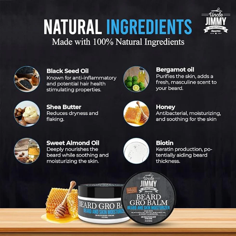 Uncle Jimmy Beard Gro Balm 2oz | Beard Growth & Moisturizing Conditioner - Image 2