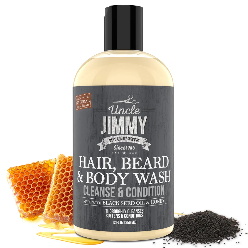 Uncle Jimmy Hair, Beard & Body Wash Uncle Jimmy Hair Beard & Body Wash 12oz | Black Seed & Honey Cleanser| Black Seed & Honey Cleanser - Image 2