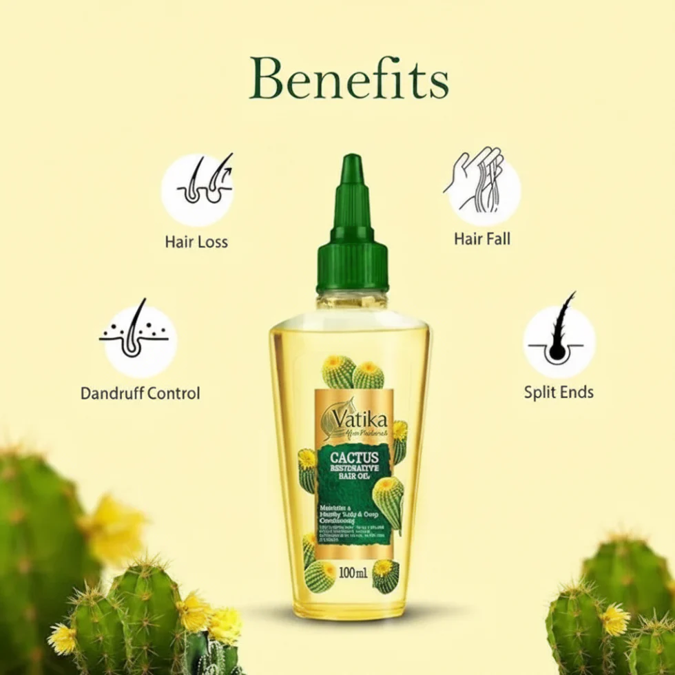 Vatika Afro Naturals Cactus Hair Oil 100ml | Deep Hydration & Scalp Care - Image 3