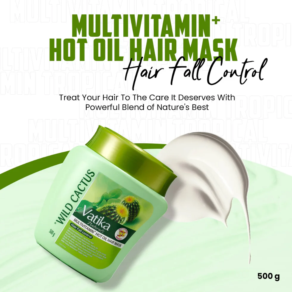 Vatika Naturals Wild Cactus Hair Mask 1kg | Hair Fall Control & Deep Repair - Image 2