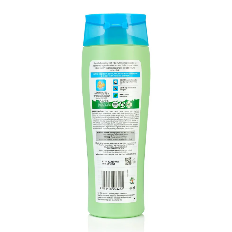 Vatika Naturals Tropical Coconut Shampoo 400ml | Nourish & Shine Hair - Image 2