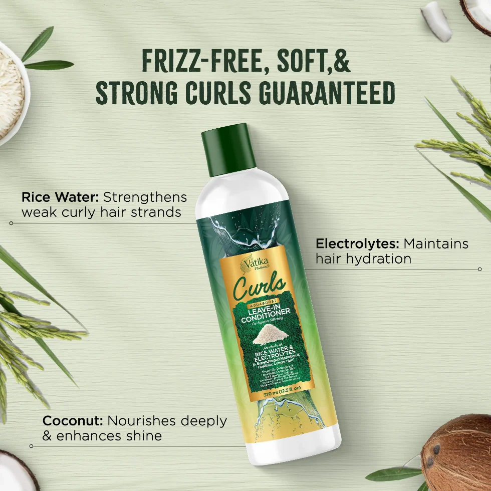 Vatika Naturals Curls Aquaboost Leave-In Conditioner 370ml | Hydrate & Define Curls - Image 2