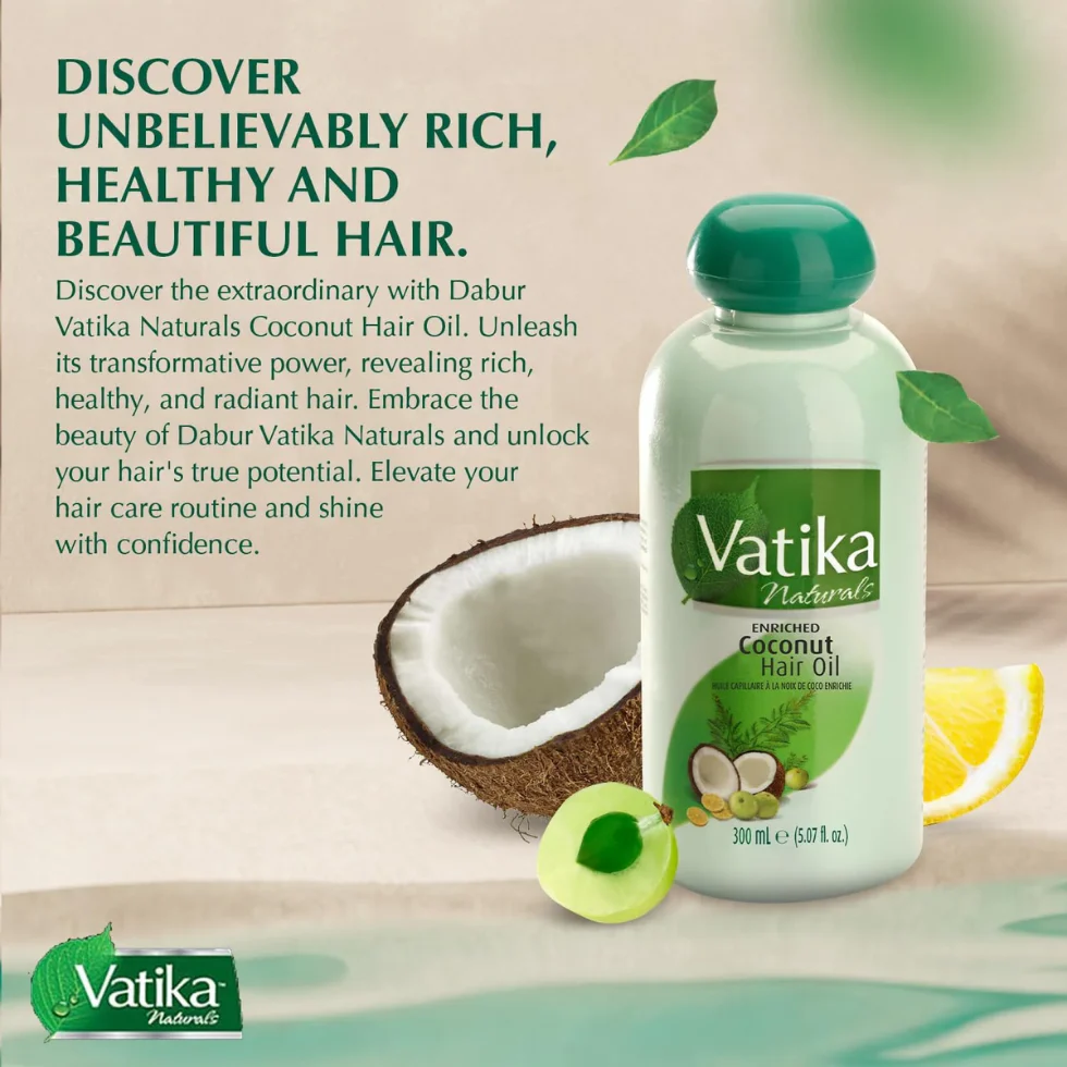 Vatika Enriched Coconut Hair Oil 300ml | Repair, Strength & Shine Care - Image 2