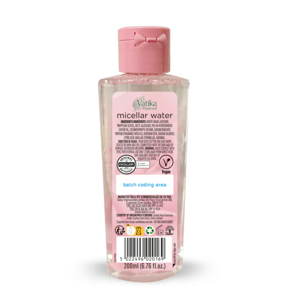 Vatika Naturals Micellar Water 200ml | 3 In 1 Removes Make-Up, Cleanses & Glow - Image 2