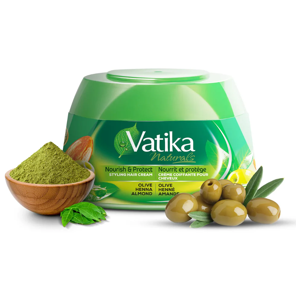 Vatika Naturals Olive Nourish & Protect Styling Hair Cream 210ml | Hydrate & Strengthen