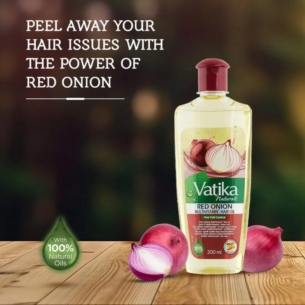 Vatika Naturals Red Onion Hair Oil 200ml | Strengthen & Revitalize Hair - Image 2
