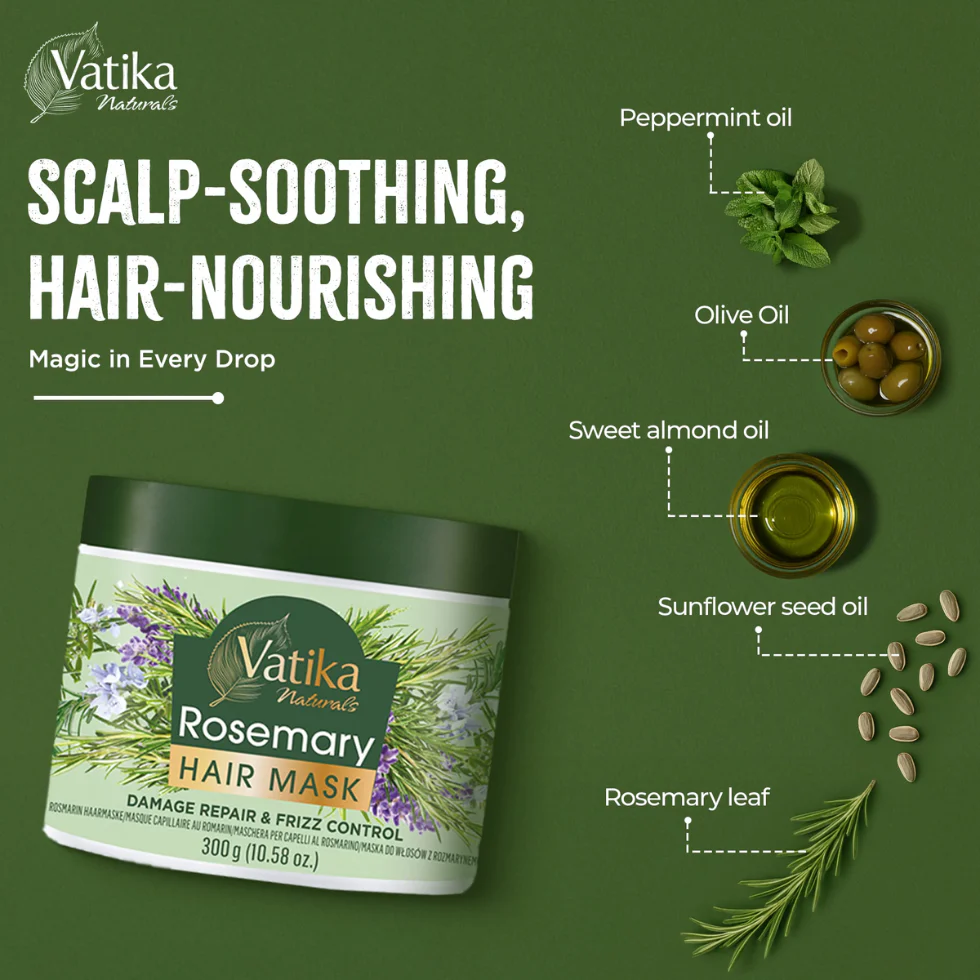 Vatika Naturals Rosemary Hair Mask 300ml | Deep Hydration & Strength Care - Image 2
