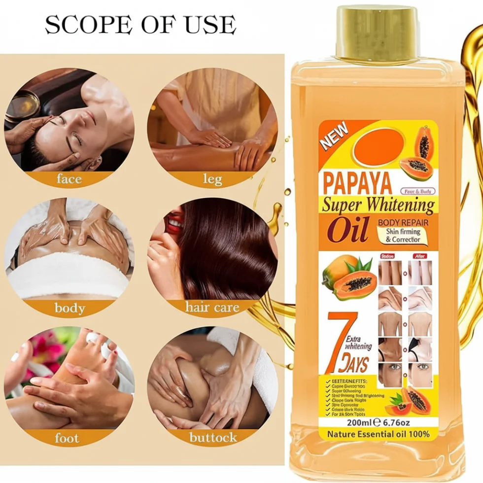Veet Gold Papaya Whitening Oil 200ml | Brightening & Glow Body Oil - Image 2