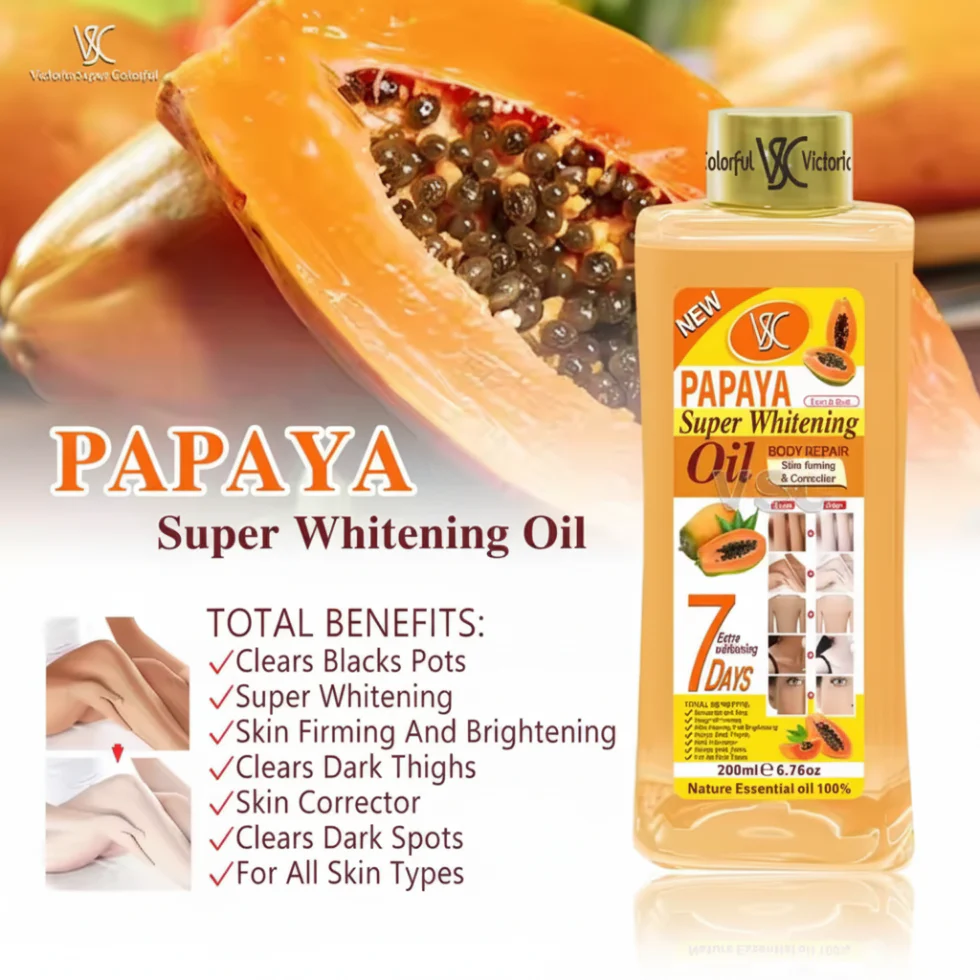 Veet Gold Papaya Whitening Oil 200ml | Brightening & Glow Body Oil - Image 3