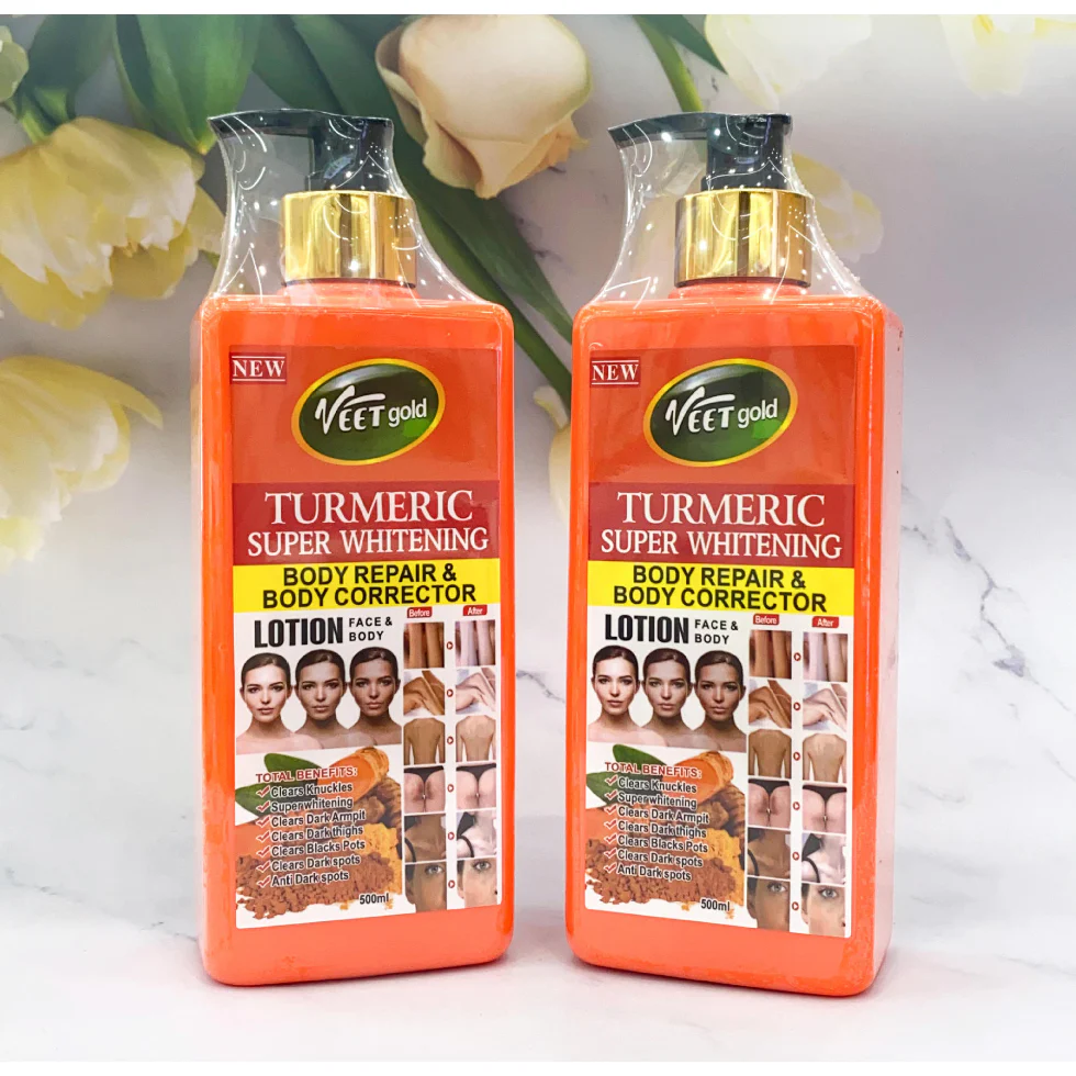 Veet Gold Turmeric Super Whitening Lotion 500ml | Brightening & Body Repair Lotion - Image 4