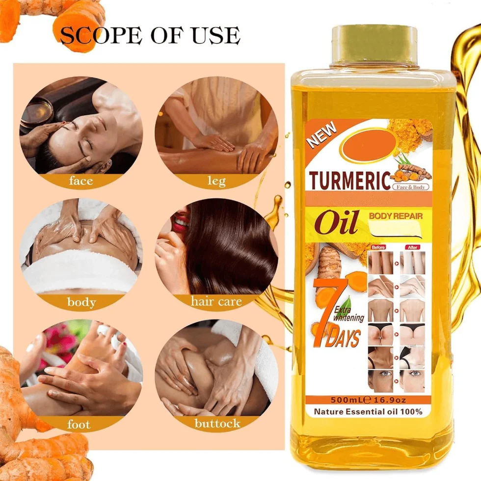 Veet Gold Turmeric Whitening Oil 500ml | Dark Spot Repair & Glow Boost Body Oil - Image 3
