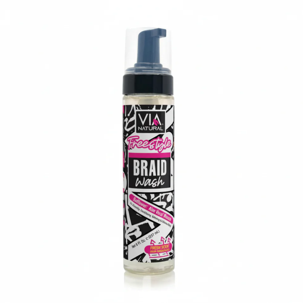 Via Natural Freestyle Braid Wash 8oz | No-Rinse Cleanser for Braids & Scalp Care