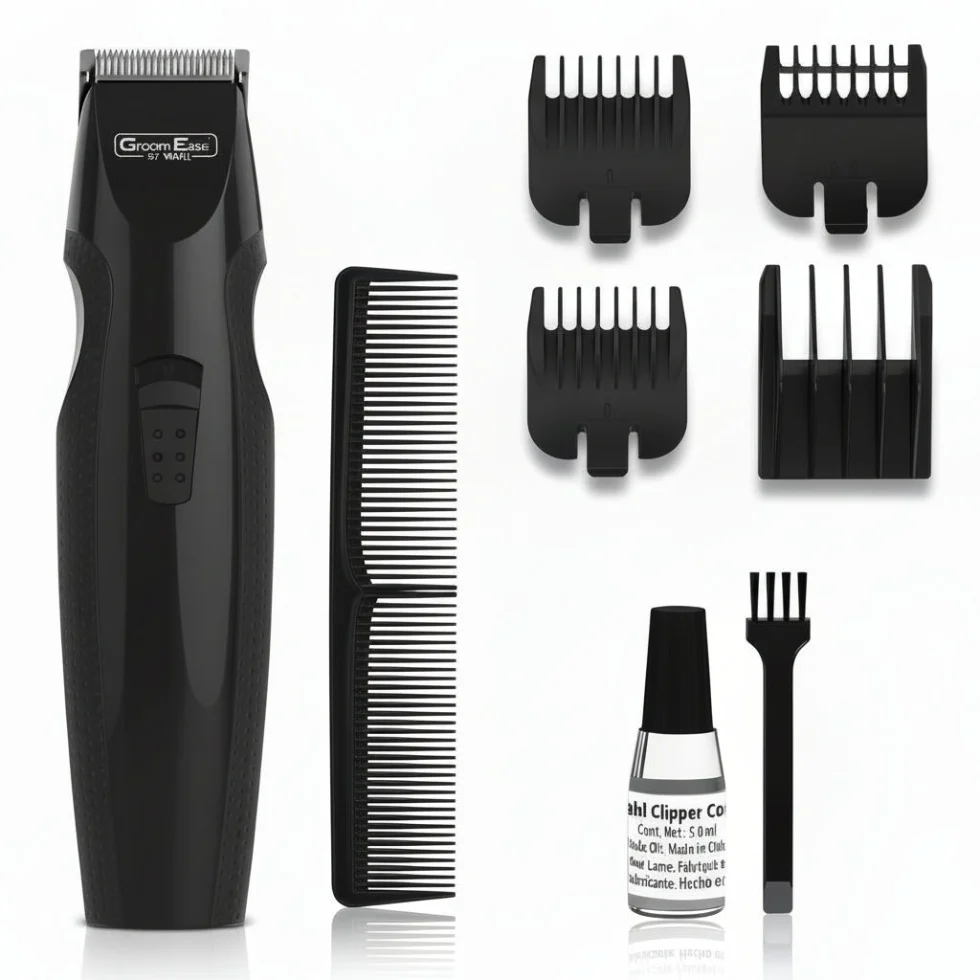 Wahl GroomEase Battery Stubble & Beard Trimmer 9pc Kit | Beard Grooming Set