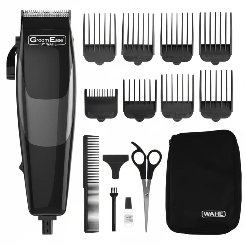 Wahl GroomEase Sure Cut Clipper 15pc Kit | Home Haircut Grooming Set