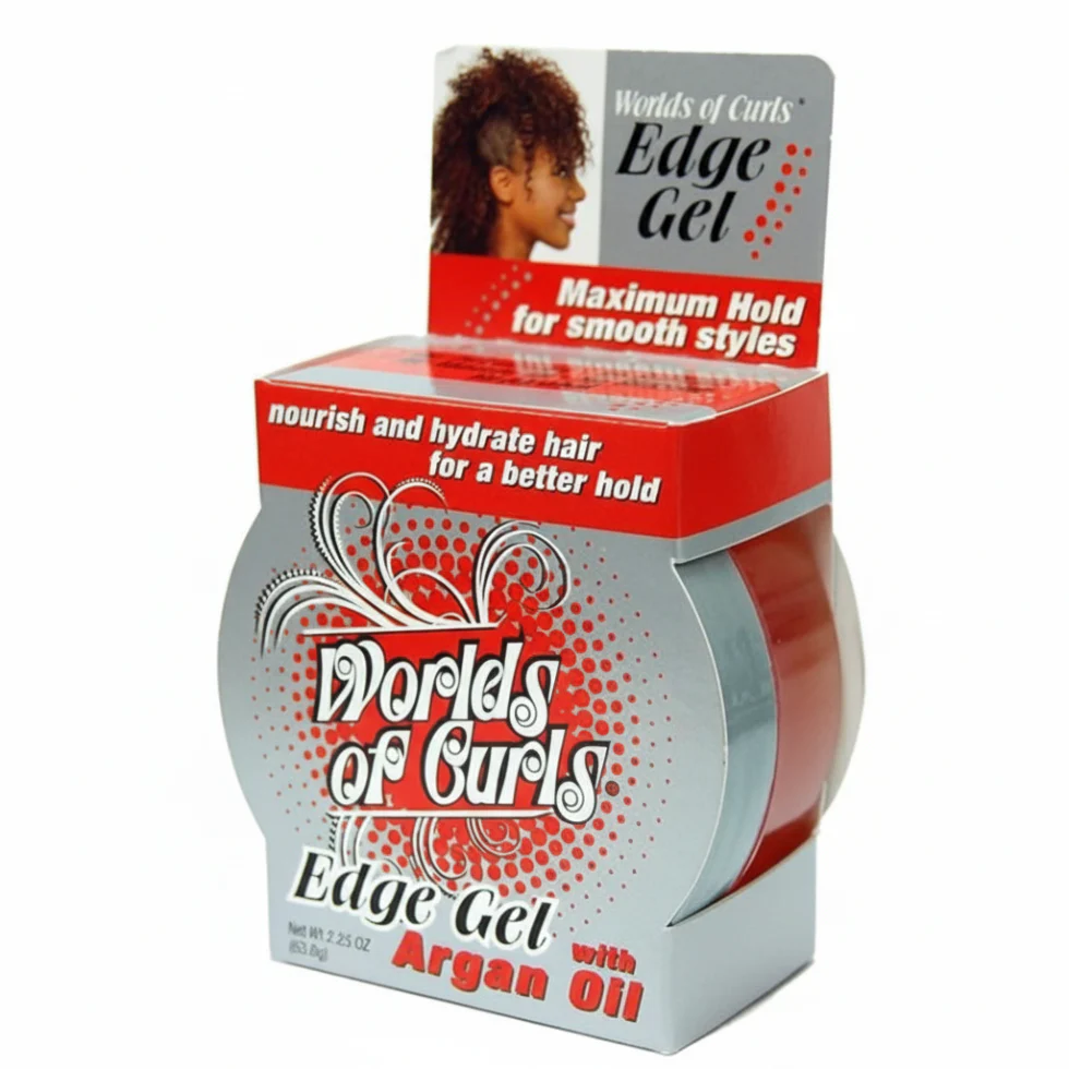 Worlds Of Curls Edge Gel with Argan Oil 63.8g | Maximum Hold Smooth Edges