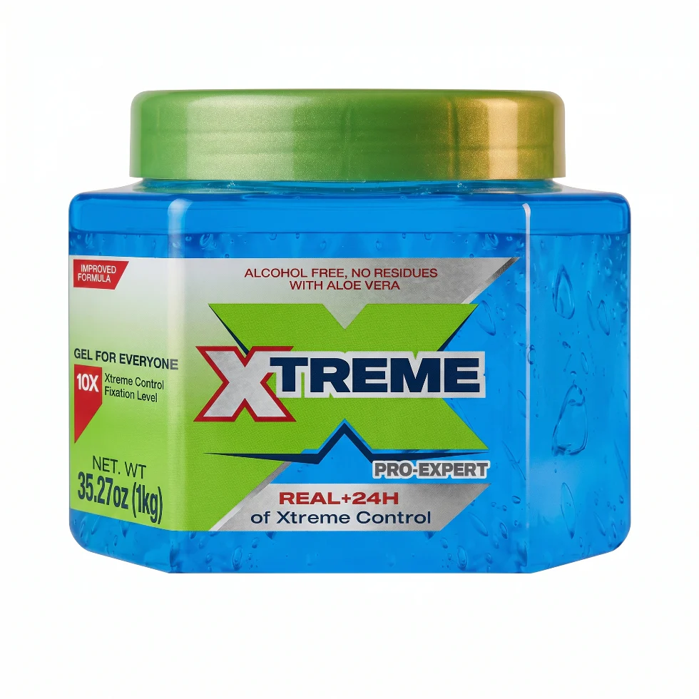 Xtreme Pro-Expert Blue Hair Gel 1kg | 24H Strong Hold Alcohol-Free Shine